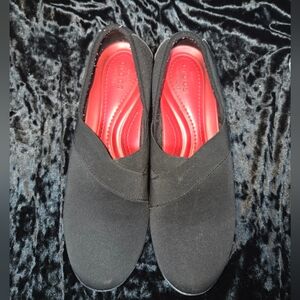 Crocs Busy Day Dual Comfort Wedge Black Neoprene Women Sz 11 Stretch 202852